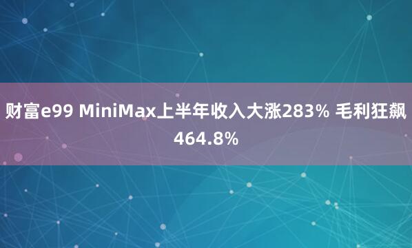 财富e99 MiniMax上半年收入大涨283% 毛利狂飙464.8%